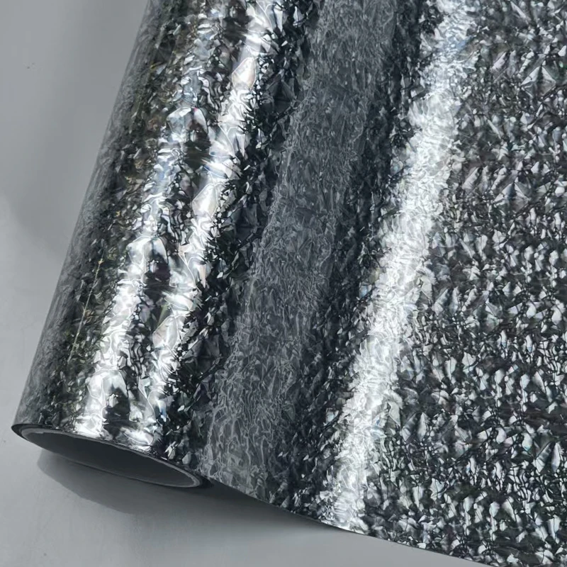 PET Electroplated Forged Carbon Fiber Mica Stone Silver Film Wrapping Tools Stickers for Car Vinyl Wrap Car Body Films Vinyls