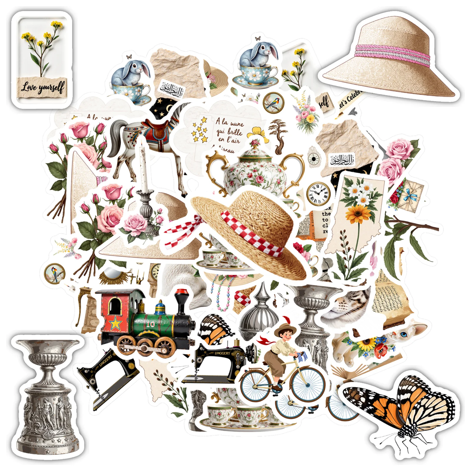 

35 шт. иллюстративные винтажные наклейки с цветочными животными, канцелярские наклейки для DIY телефона, гитары, ноутбука, ноутбука
