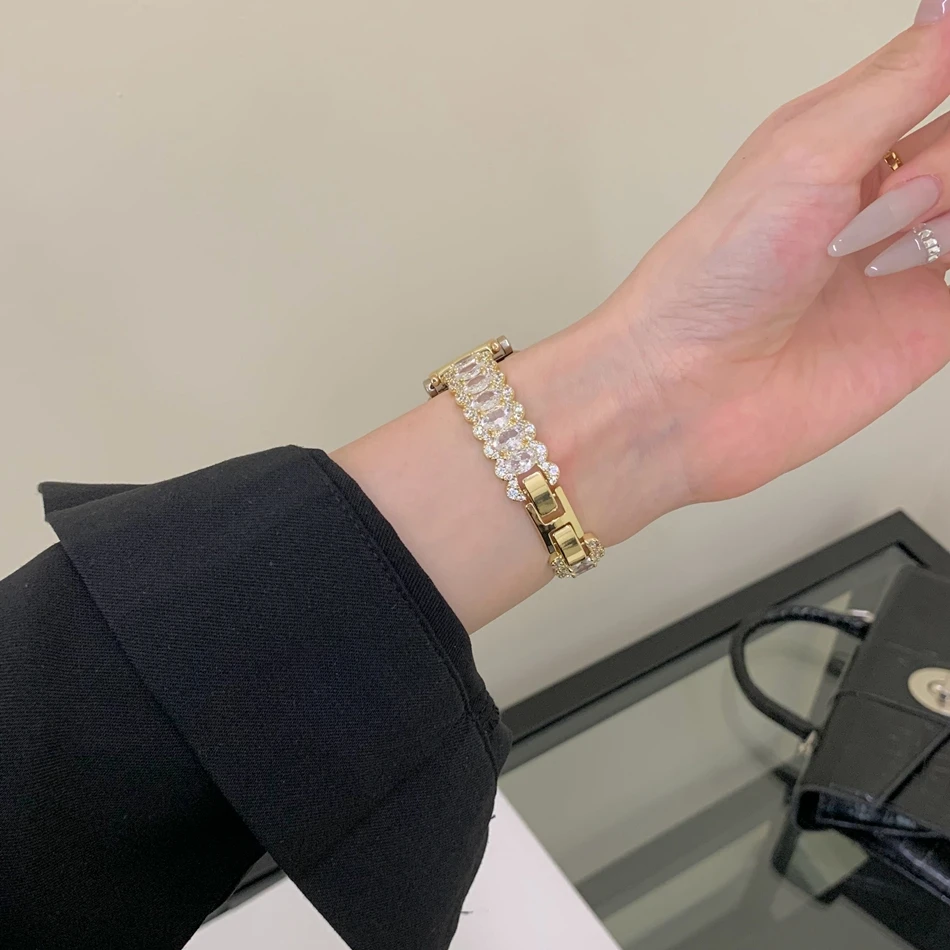 Luxury Big CZ Zircon Watchband for Samsung Galaxy Watch 8 44/40/46mm Ultra 7 6 5 4 Huawei GT5 Pro 42/46mm Woman Strap 18/20/22mm
