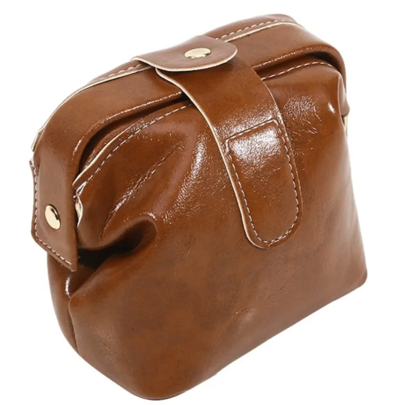 

Vintage PU Leather Mini Storage Bag | Portable Earbud & Lipstick Pouch With Snap Closure Makeup Organizer Box Coin Purse