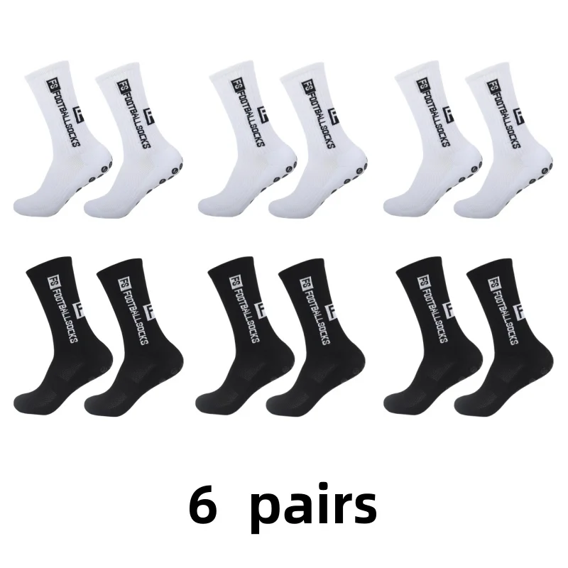 

6 Pairs Football Socks Round Silicone Suction Cup Grip Anti Slip Soccer Socks Sports Men Women Baseball Rugby Socks