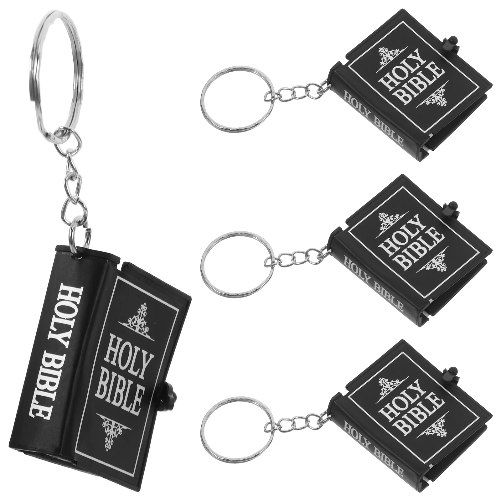 4 قطعة حقيبة سلسلة مفاتيح الكتاب الصغير ستوفير الكنيسة تذكارية الكتاب المقدس Keyrings سلاسل المفاتيح المسيحية ملهمة المفاتيح