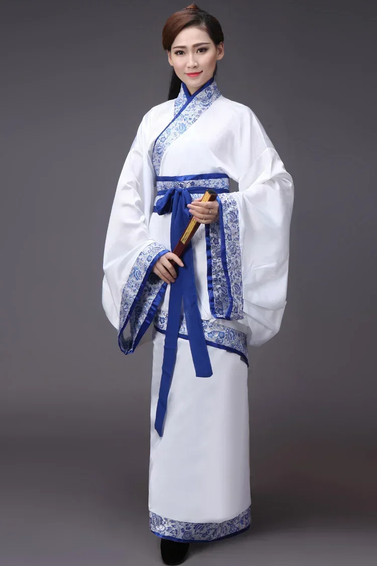 

New Design White Hanfu Dress National Ancient Costume Hanfu Chinese Folk Dance Tang Dynasty Clothing Stage Performance Clothes