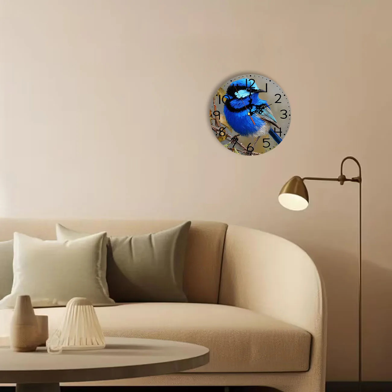 Silent Wooden Round Wall Clock, Non-Ticking Decor Wall Watch for Home Bedroom Living Room, AA Battery Not Included
