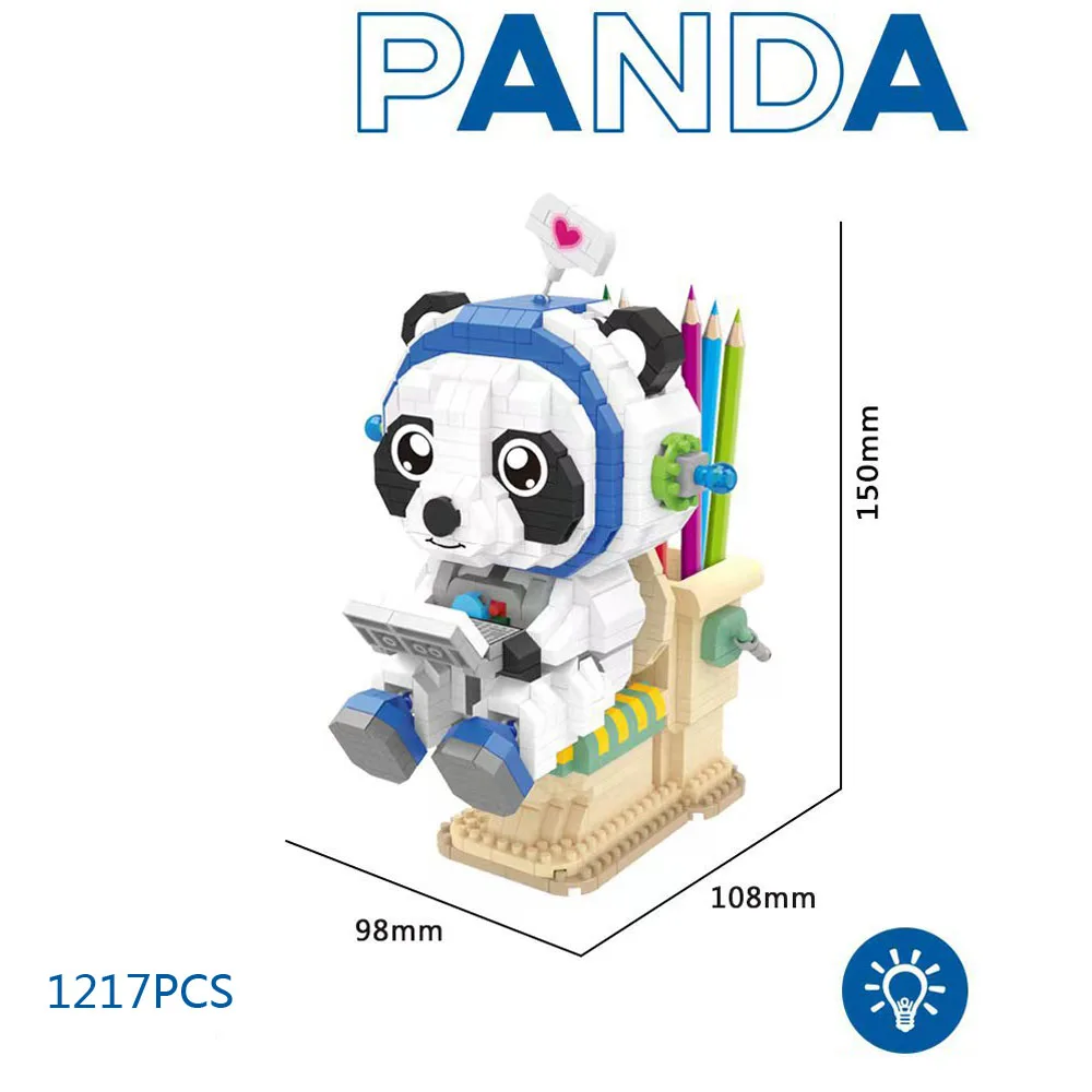 Idea Lovely Animal Nanobricks Micro Diamond Block Panda Astronaut Pen Container Assemble Bricks Model Educational Toys For Gifts