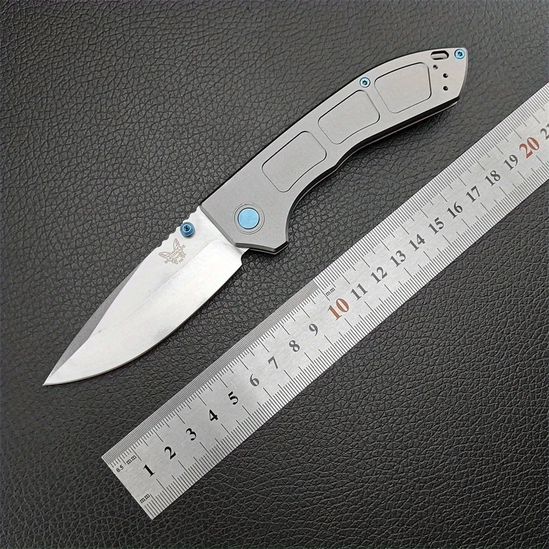 BM 748 Folding Knife D2 Drop Point Blade Gray Aluminum Handle Outdoor Tactical Hiking Hunting Portable Knife With Pocket Clip