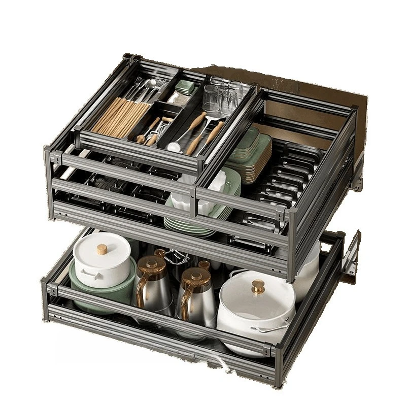 

6wp cabinet kitchen pull-out basket drawer type dish basket multi-functional three-layer combination