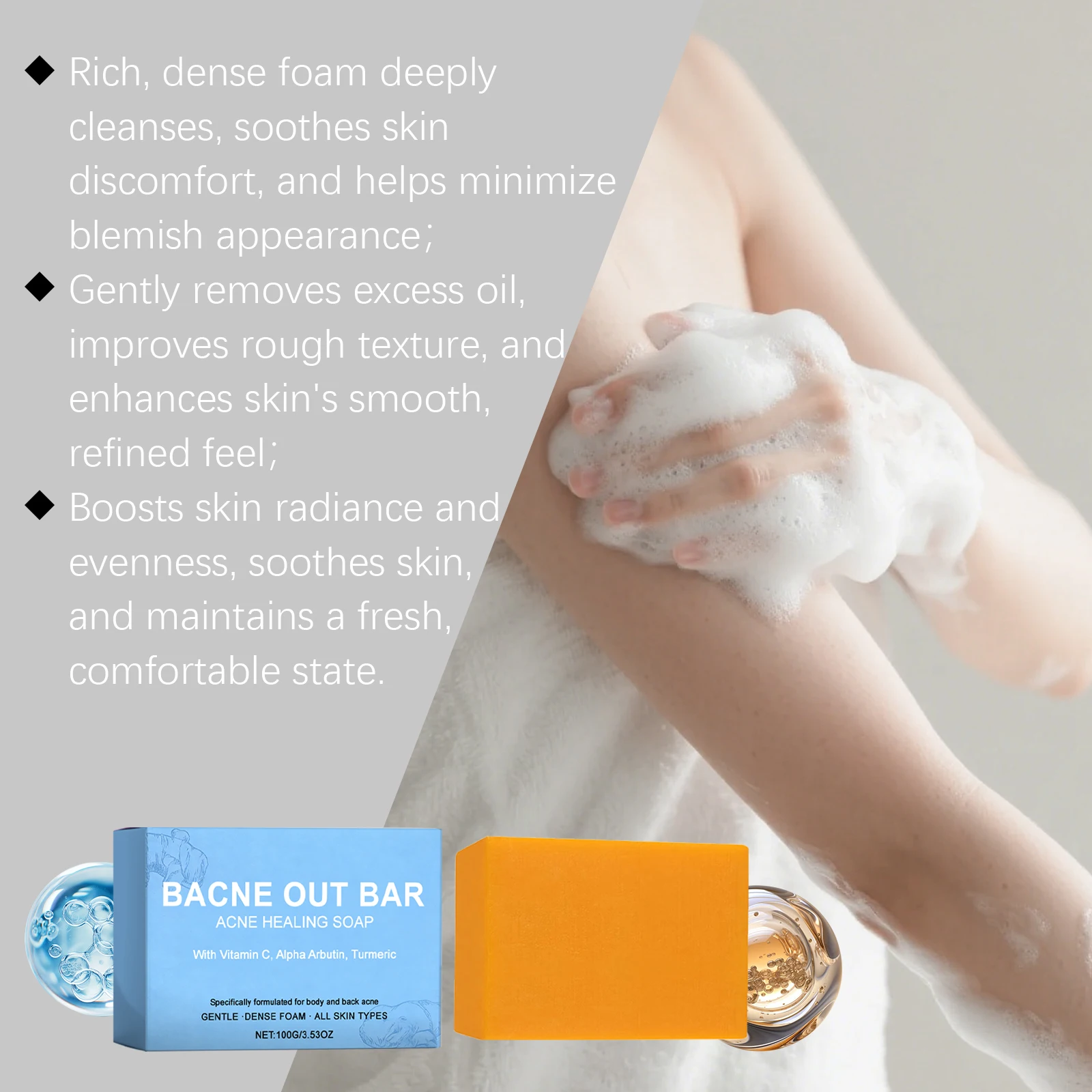 Turmeric Cleansing Soap Facial Body Deep Clean Pore Refining Moisturizing Brightening Improve Body Odor Daily Women Men Cleanser
