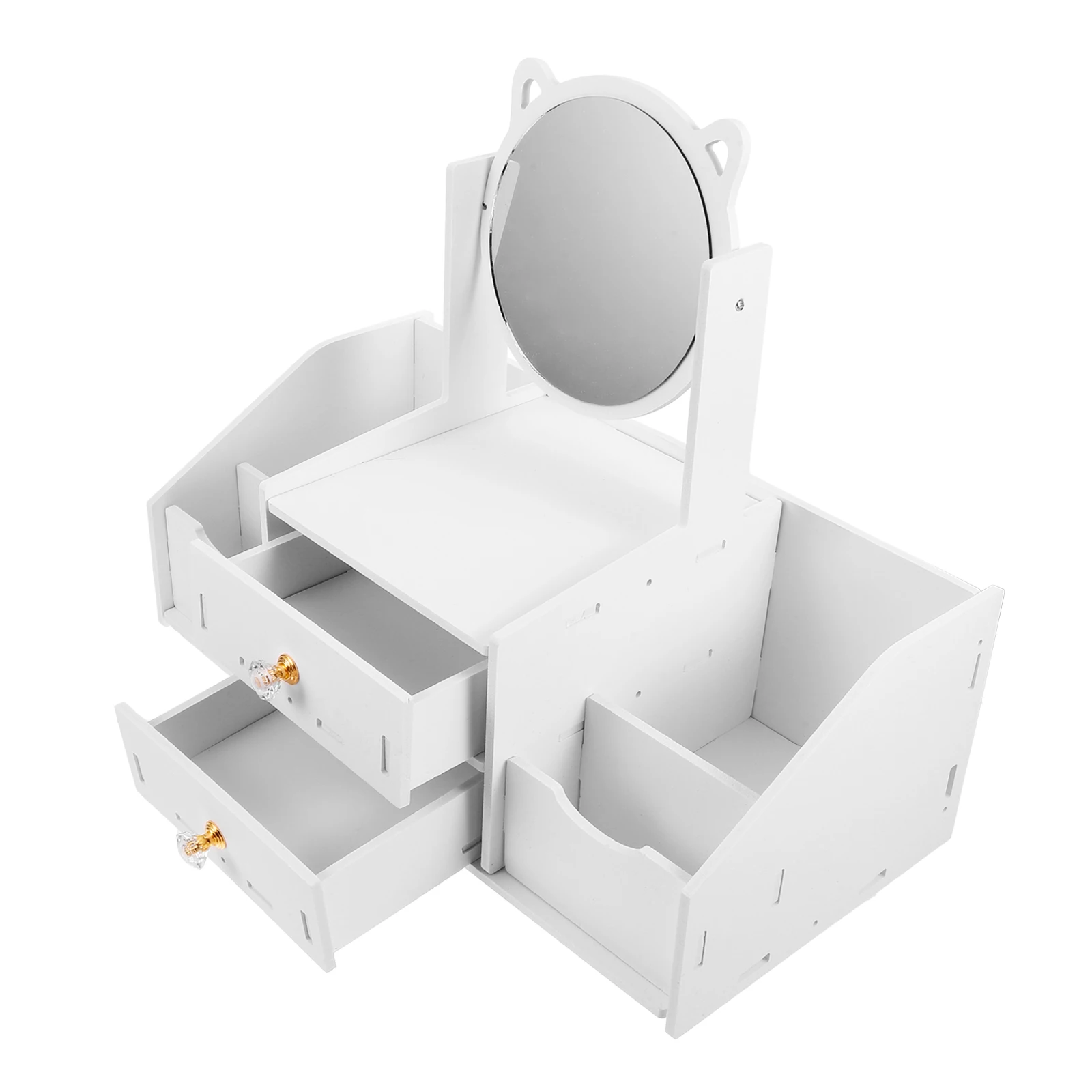 

Desktop Makeup Large Size Double Drawers Square Mirror Storage Makeup Storage ganizer Vanity Bench Bathroom Counter