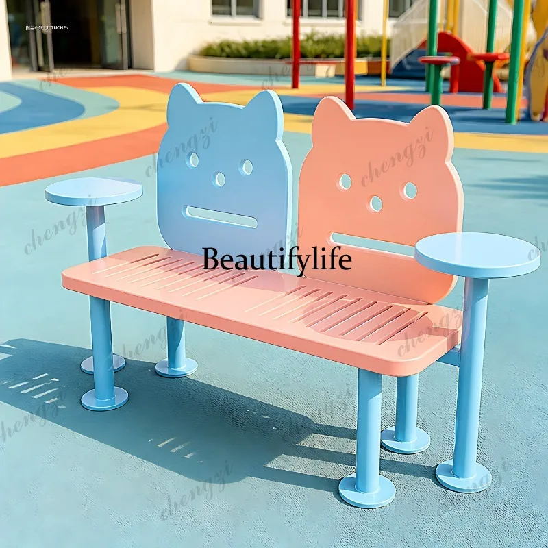 Clock in Park Lounge Chair Cafe Indoor Outdoor Commercial Street Double Creative Bench Chair Dopamine