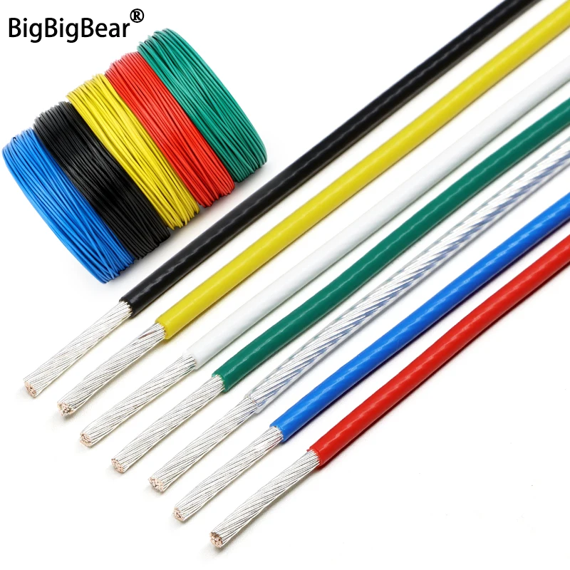 2/5/10m PTFE Silver Plated Electronic Wire FEP Insulated High Purity OFC 30AWG ~ 17AWG Audio Headphone HiFi Signal Copper Cable