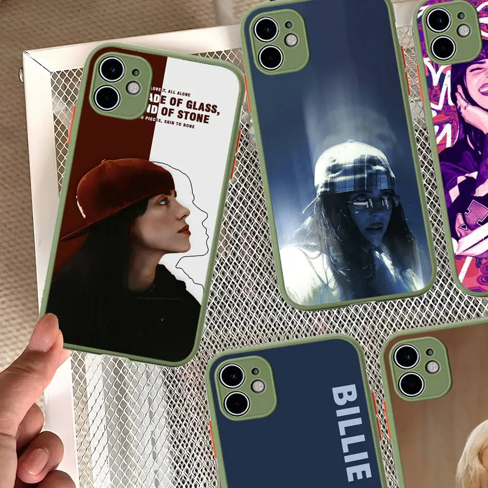 B-Billie E-Eilishes Silikon-Matte Handyhülle für iPhone 16 Pro Max 15 14 13 12 11 X XS MAX