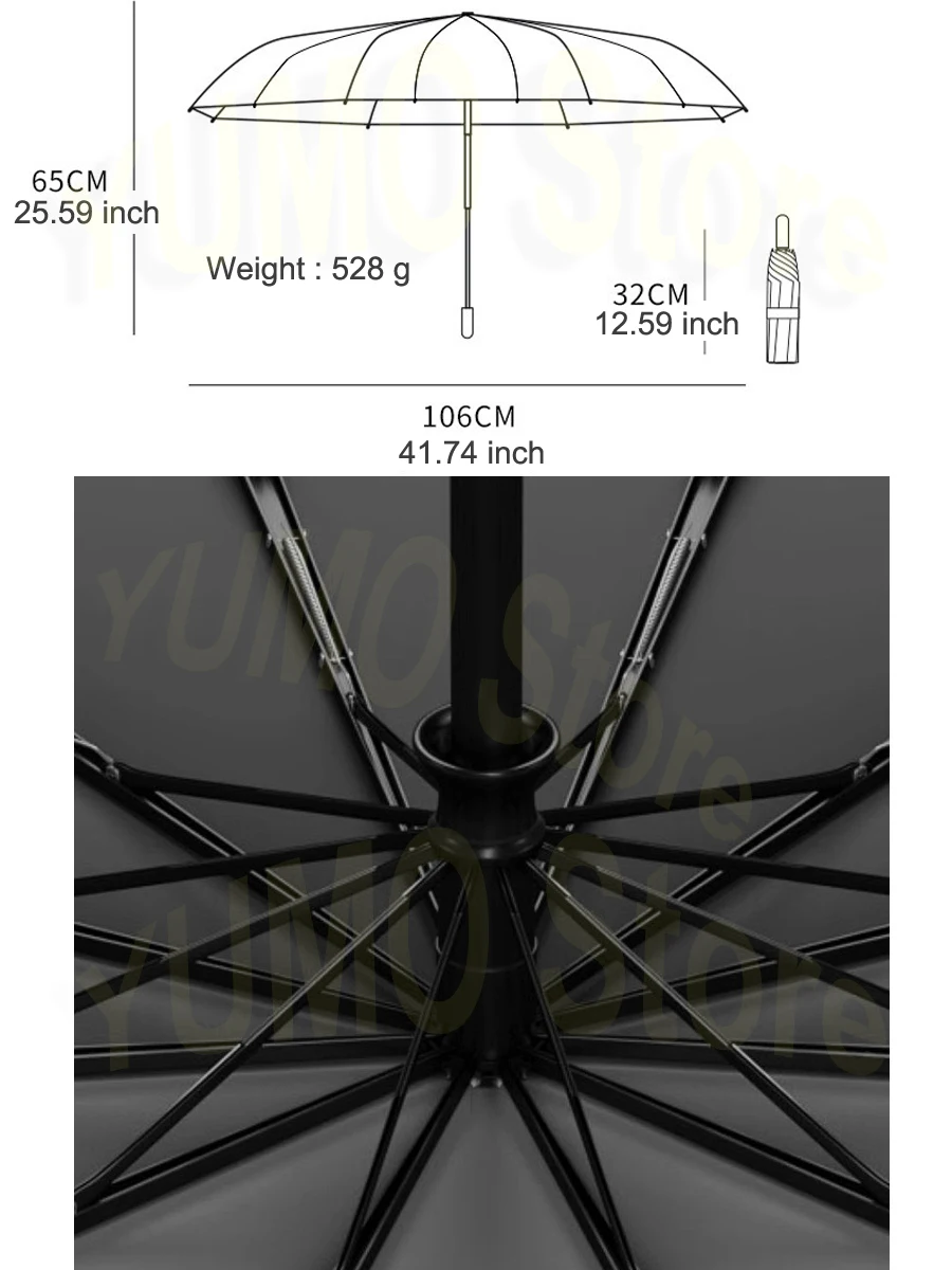 Automatic Super Windproof Umbrella 168 Bone Reinforced Large Size All Weather Men Business Umbrella UV Protection Women Sunshade