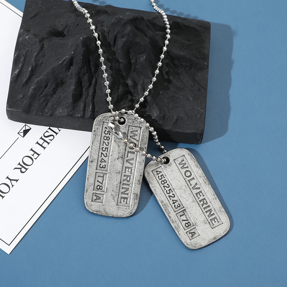 X-Men Wolverine Military Card Necklace - Fashion Cool Superhero Cosplay Pendant Accessory for Movie Fans