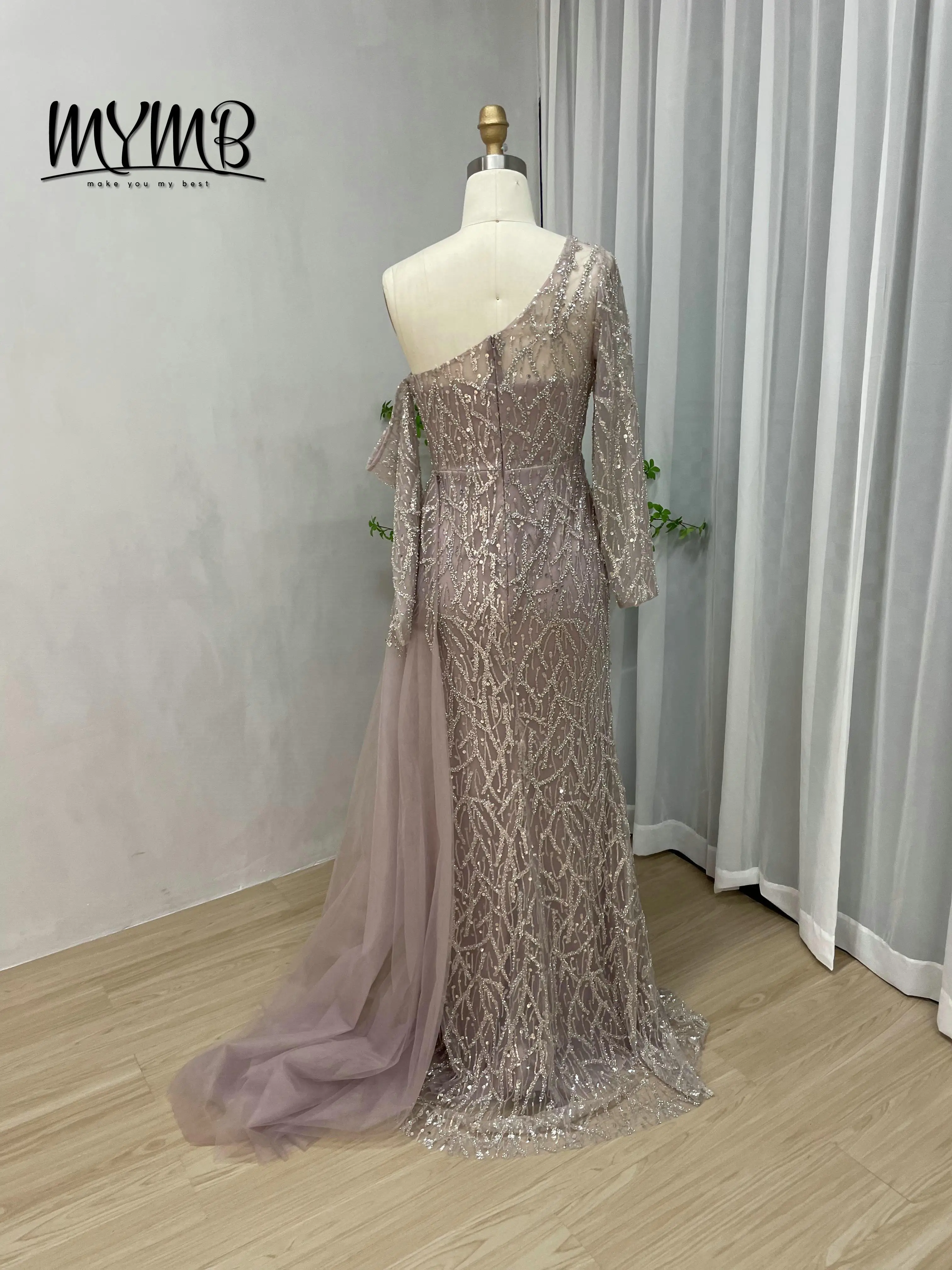 MYMB 우아한 긴 소매 자수 이브닝 드레스 2025 시크 이브닝 드레스 플러스 사이즈 긴 타이트 드레스 여성 파티 DDS052-2