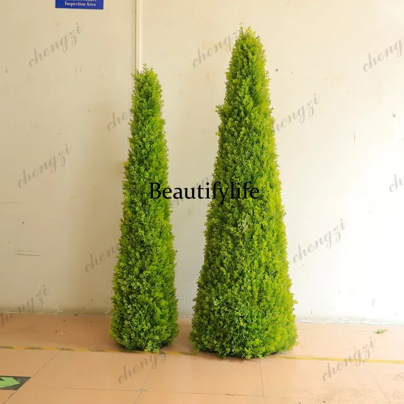 A74 Simulation Cone Tree Indoor and Outdoor New Columnar Pine Hotel Home Landscape Floor Green Plant Ornament