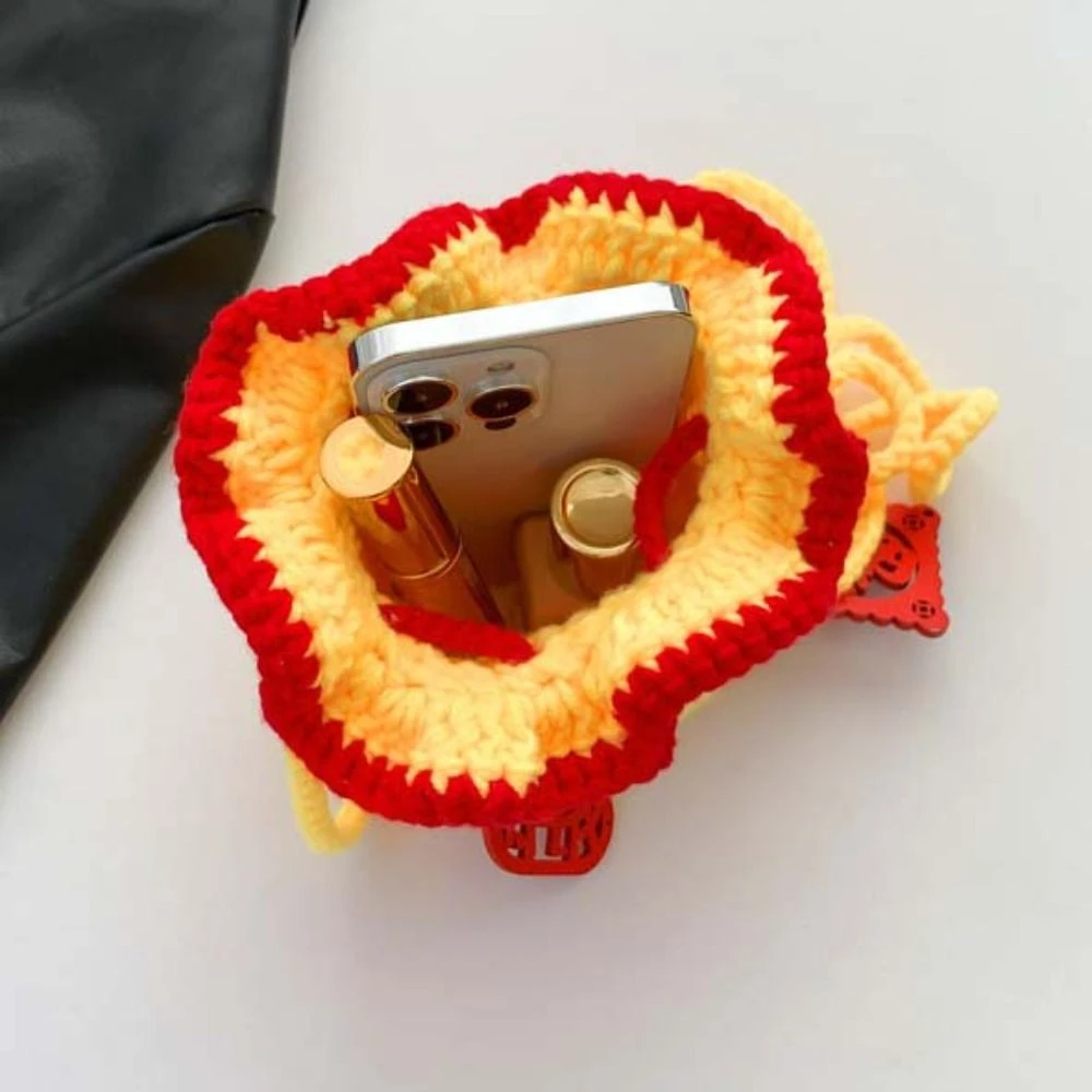 محبوك السنة الجديدة حقيبة كتف الدانتيل يصل النمط الصيني محظوظ حقيبة كروسبودي قلادة محفظة نسائية للعملات المعدنية للأطفال حقيبة ساعي الأطفال