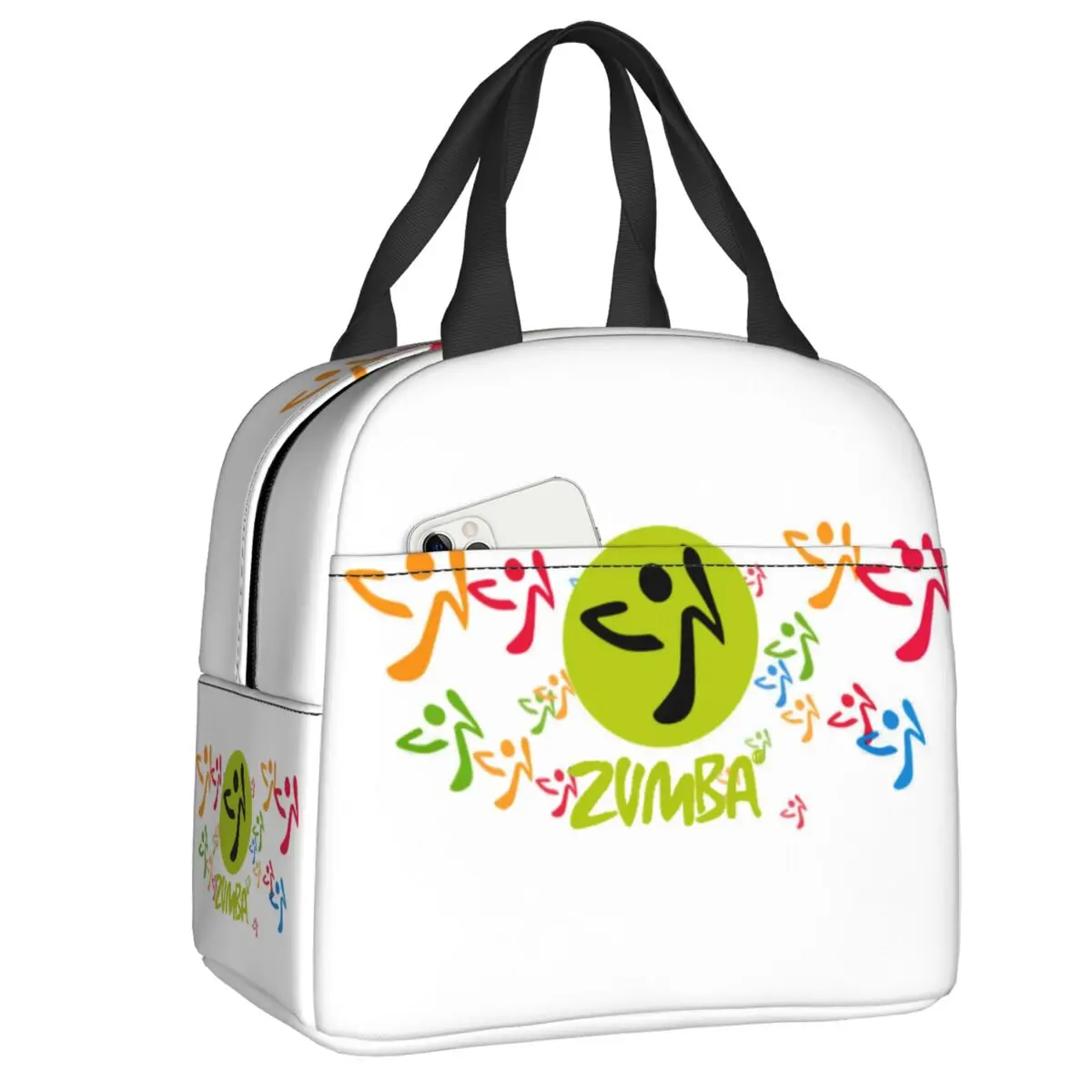 

Custom Zumbas Dancer Dance Insulated Lunch Bag for Women Resuable Friends Health Fitness Cooler Thermal Bento Box Picnic Travel