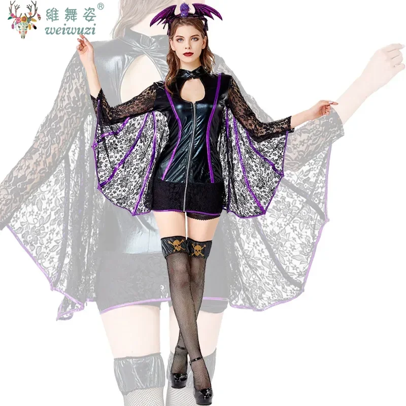 ديابلو ماجيك الجنية هالوين كرنفال cosplay أزياء النساء البالغات الخفافيش الملكة الدانتيل أجنحة براءات الاختراع والجلود زي دور اللعب حفلة موسيقية شريط عرض مجموعة نمط الدانتيل عباءة غامضة أنيقة القوطية مثير الخفا #6