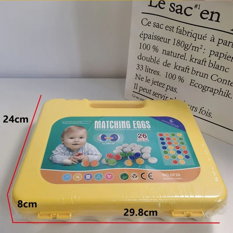 26 Uds. Rompecabezas de huevos Montessori, juguetes educativos con forma geométrica temprana, juego de alfabeto de matemáticas, juguetes a juego con formas para niños, juguete de huevo para chico