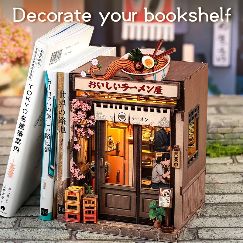 مجموعة زوايا الكتب من CUTEBEE، بيت الدمى المصغر DIY لرف الكتب - هدية فريدة من نوعها للبالغين والأطفال على الطراز الياباني