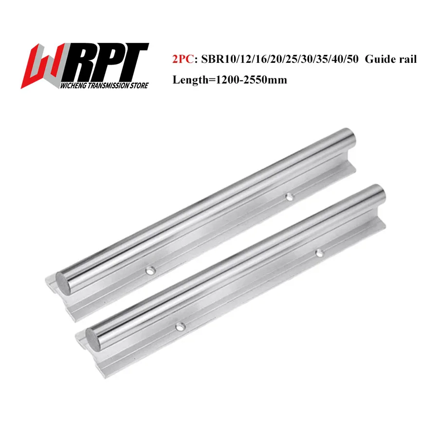 

2PCS Guide Rail SBR10 12 13 16 20 25 30 35 40 50 Linear Rail Length 1200-2550mm Supported Linear Rail Shaft Rod CNC 3D Printer