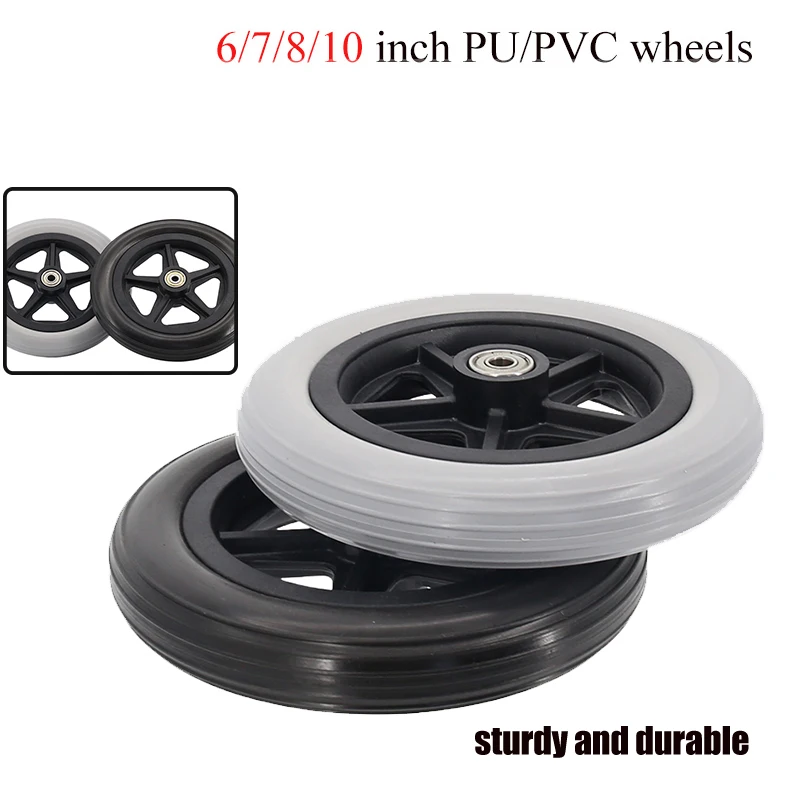 6/7/8/10Inch Shopping Cart Wheels Anti Slip Replacement Travelling Trolley Caster Wear-resistant Solid Tire Wheel