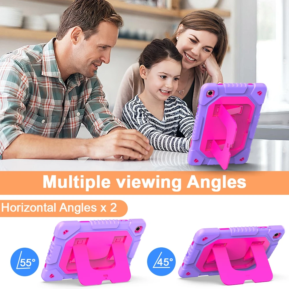 For Samsung Galaxy Tab A11+ / A9+ Case Kickstand Silicone + PC Tablet Cover - Hot Pink