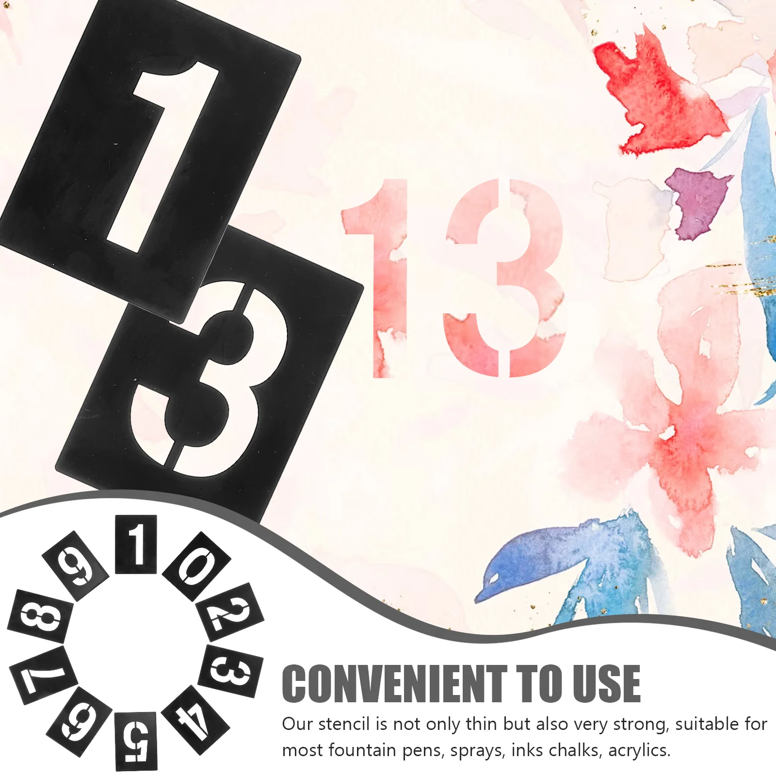 

1Set Number Stencil 0-9 PVC Durable Lightweight Reusable Stencils for Painting Decor DIY Number Stencils 6 Inch