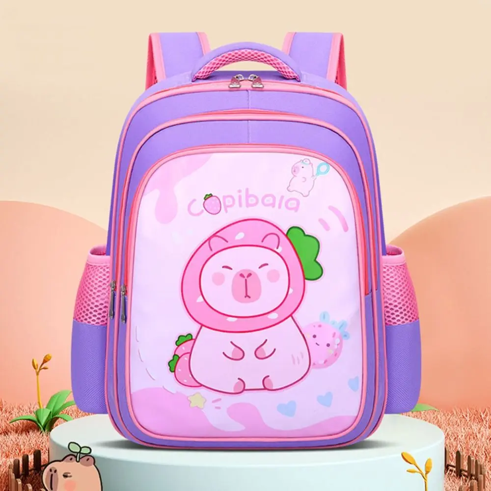 New Cartoon Capybara Children's Backpack Waterproof Large Capacity Shoulder Bags Pattern Book Bag Student