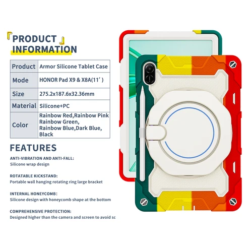 Imagen 2 del producto Funda protectora resistente para HUAWEI Honor Pad X8a 11 pulgadas 2024 X8A 11 ""NDL-W09 PC + funda de silicona con soporte a prueba de golpes para tableta