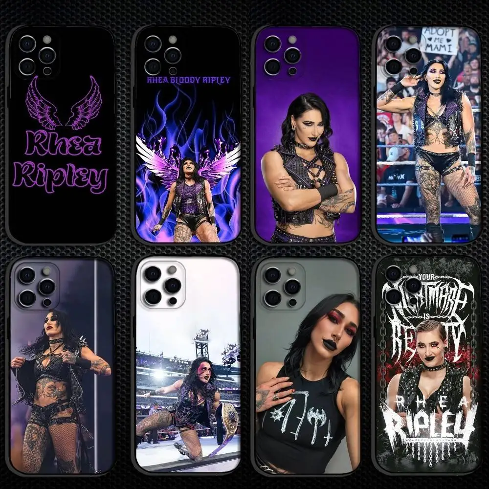 

R-Rhea Ripley Phone Case For iPhone 16,15,14,13,12,11 Plus,Pro Max, Others Soft Black Cover