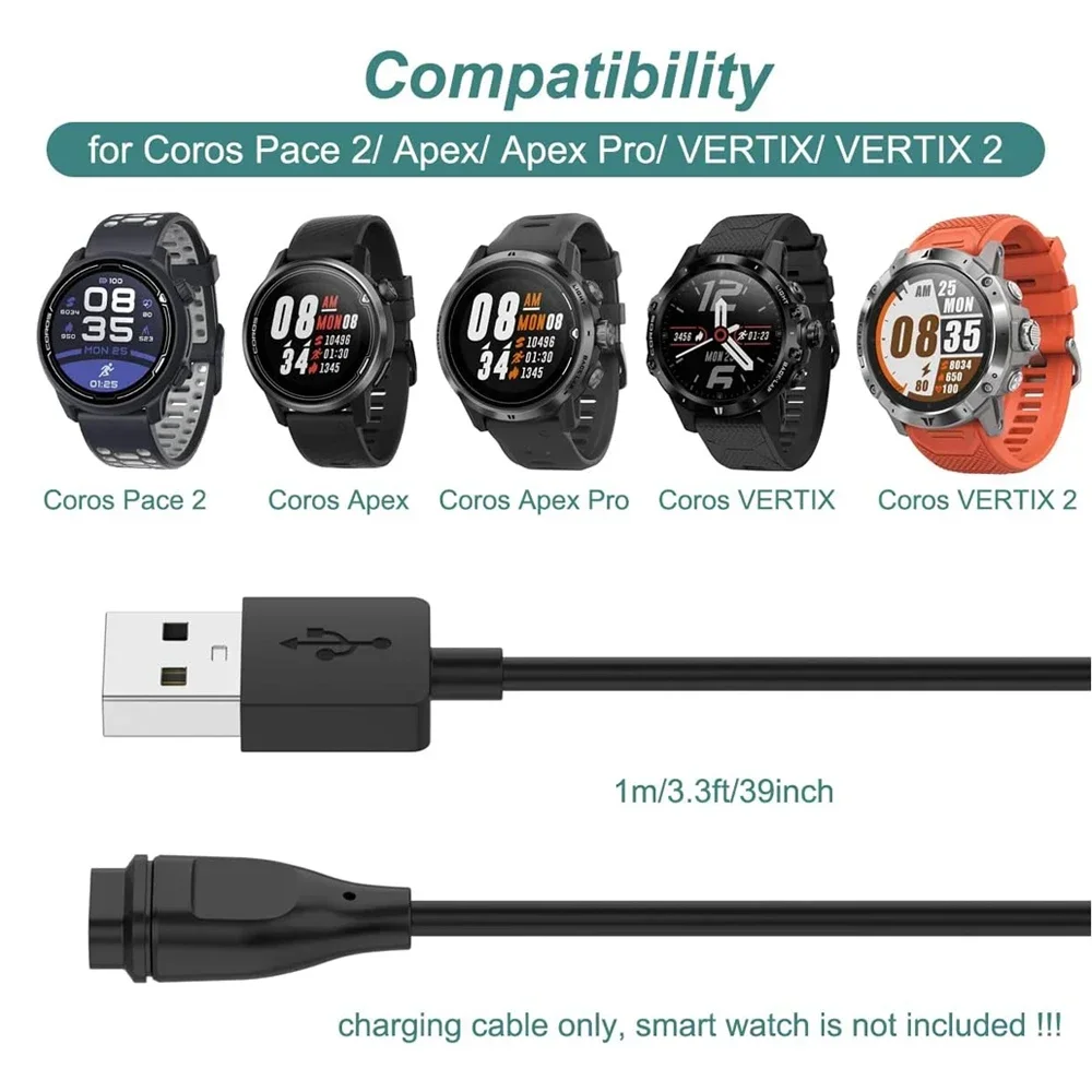 USB Charging Cable for Coros PACE 2/ APEX/ APEX Pro/ VERTIX/ VERTIX 2 Replacement Charger Cord for Coros Smart Watch