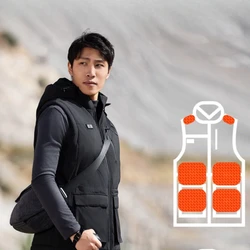 SKAH 15 Heating Vest Jacket Men Temperature Control Velvet Warm Hooded Fashion Men Winter Electric Heated Vest Waistcoat