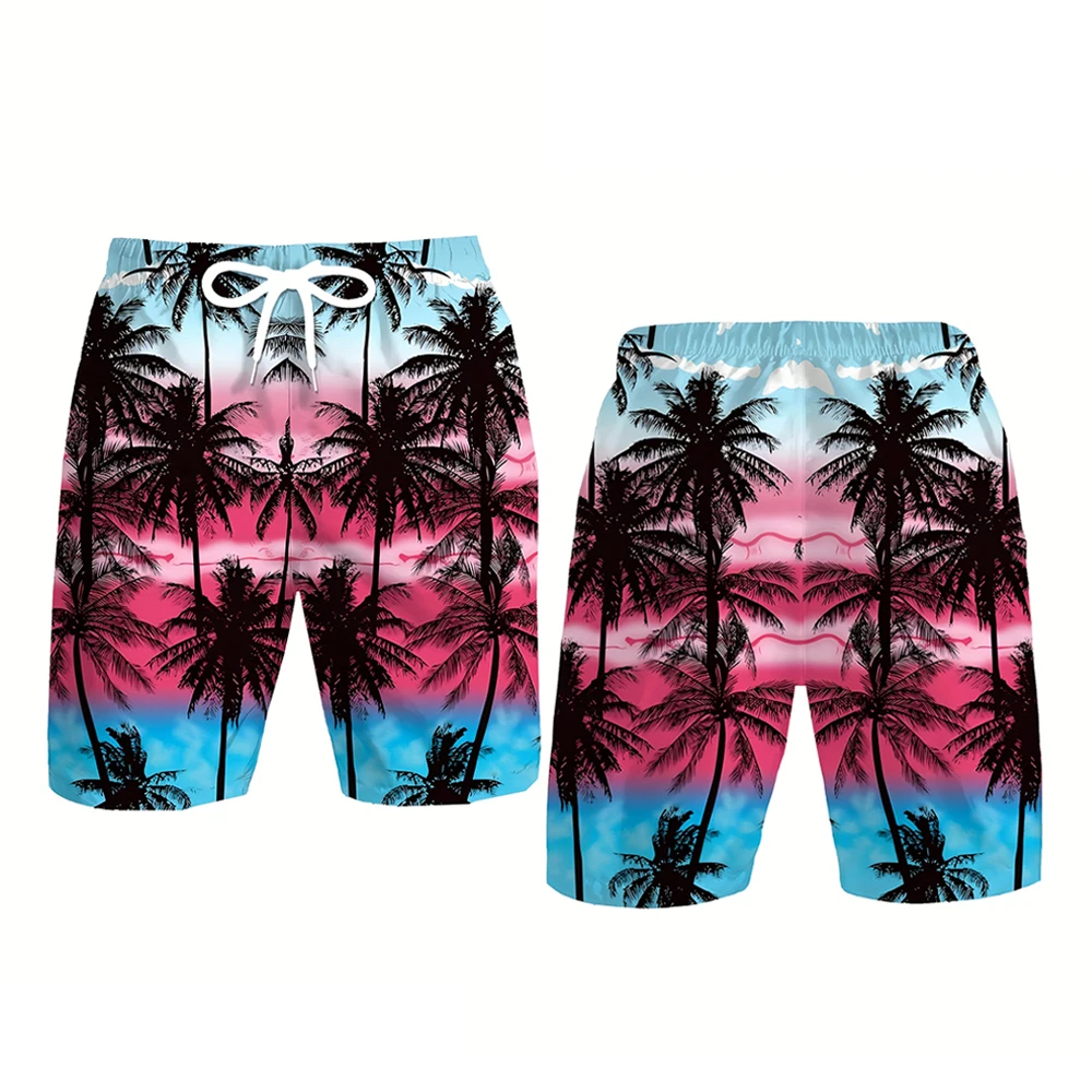 فلامنغو نمط الرجال شورتات للبحر الصيف هاواي عطلة تصفح شورتات السباحة اليومية عادية سريعة الجافة مرونة الخصر السراويل