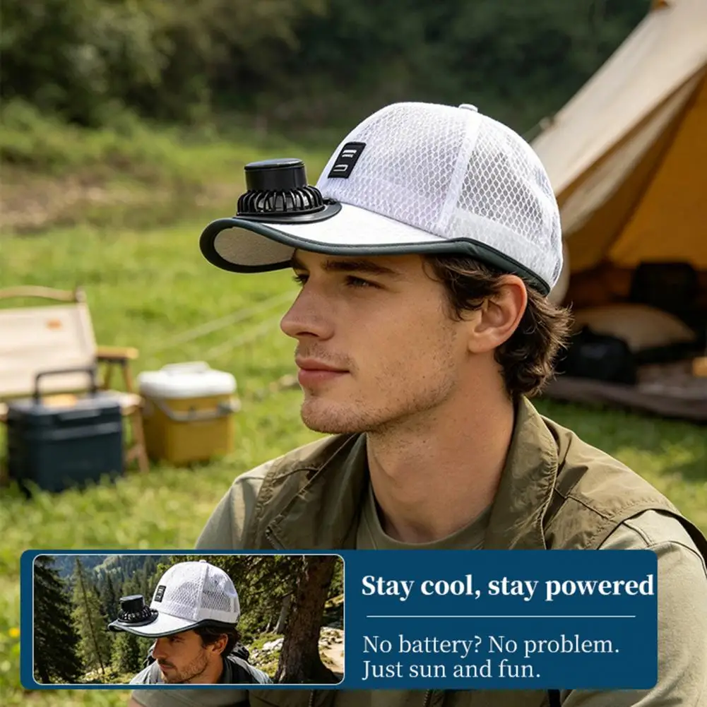 

Summer Cooling Fan Hat Breathable Mesh Baseball Cap Solar USB Chargeable Sun Hat Adjustable Outdoor