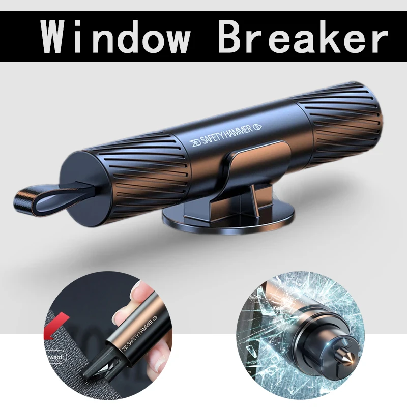 2025 Car Safety Hammer Emergency Glass Breaker Seat Belt Cutter High Hardness Tungsten Steel 2 in 1 Rescue Tool Auto Accessories
