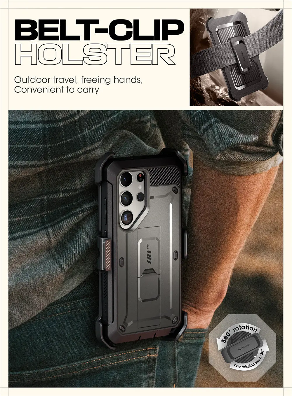 For Samsung Galaxy S24 Ultra Case 2024 SUPCASE UB Pro Full-Body Dual Layer Rugged Belt-Clip Case with Built-in Screen Protector