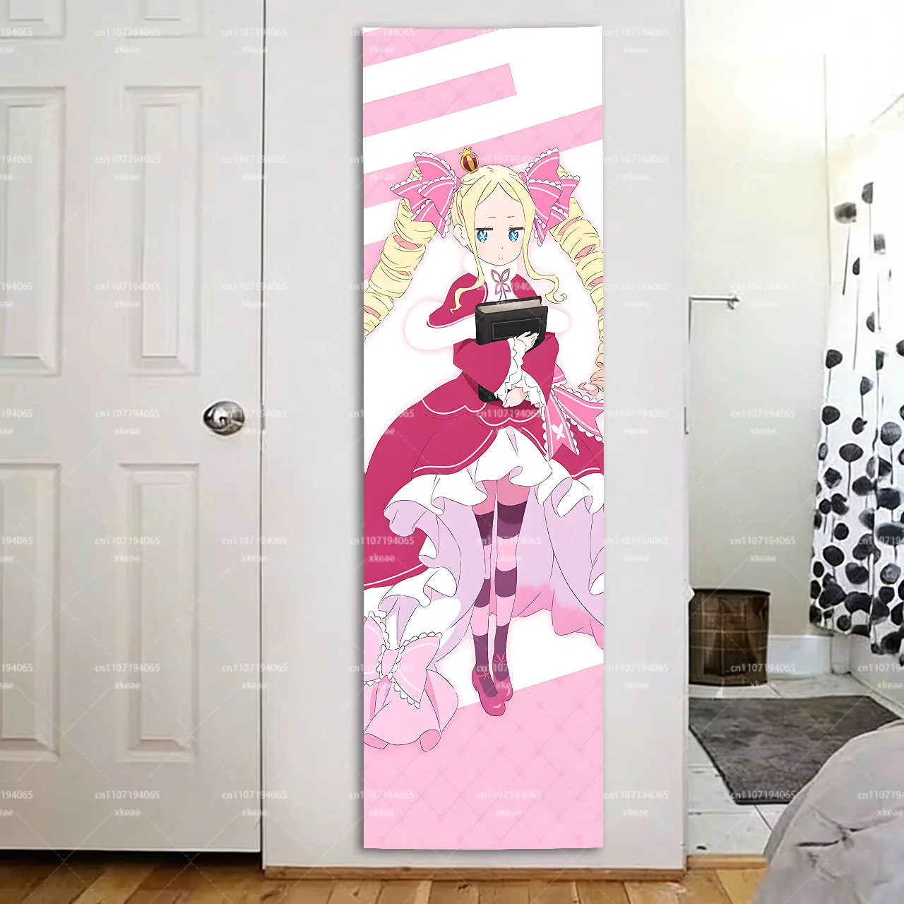 Re:Zero Beatrice Anime Vertical Tapestry, Pink Lolita Aesthetic Large Wall Tapestry, Room Decoration Items for Bedroom Dorm