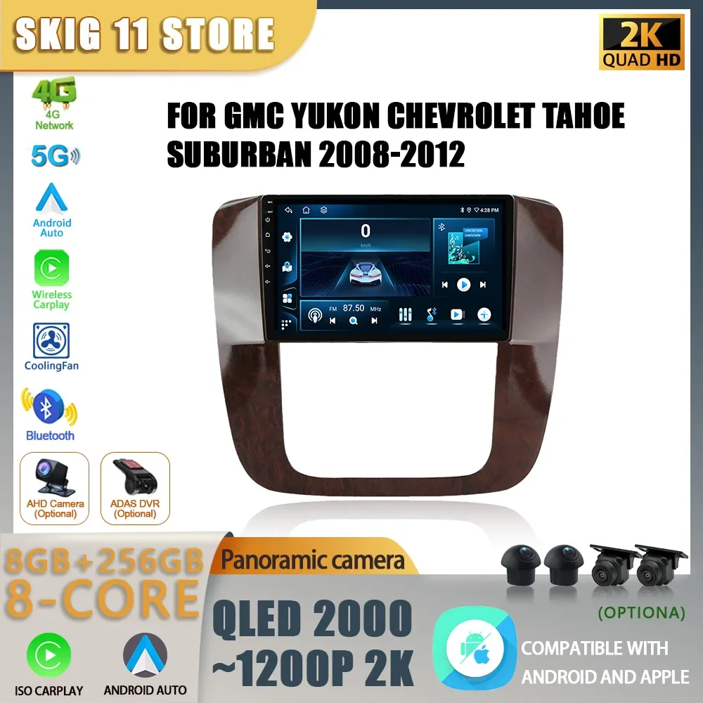 

For GMC Yukon Chevrolet Tahoe Suburban 2008-2012 Android 14 Car Radio 4G GPS Wireless Bluetooth Carplay Multimedia Touch Screen