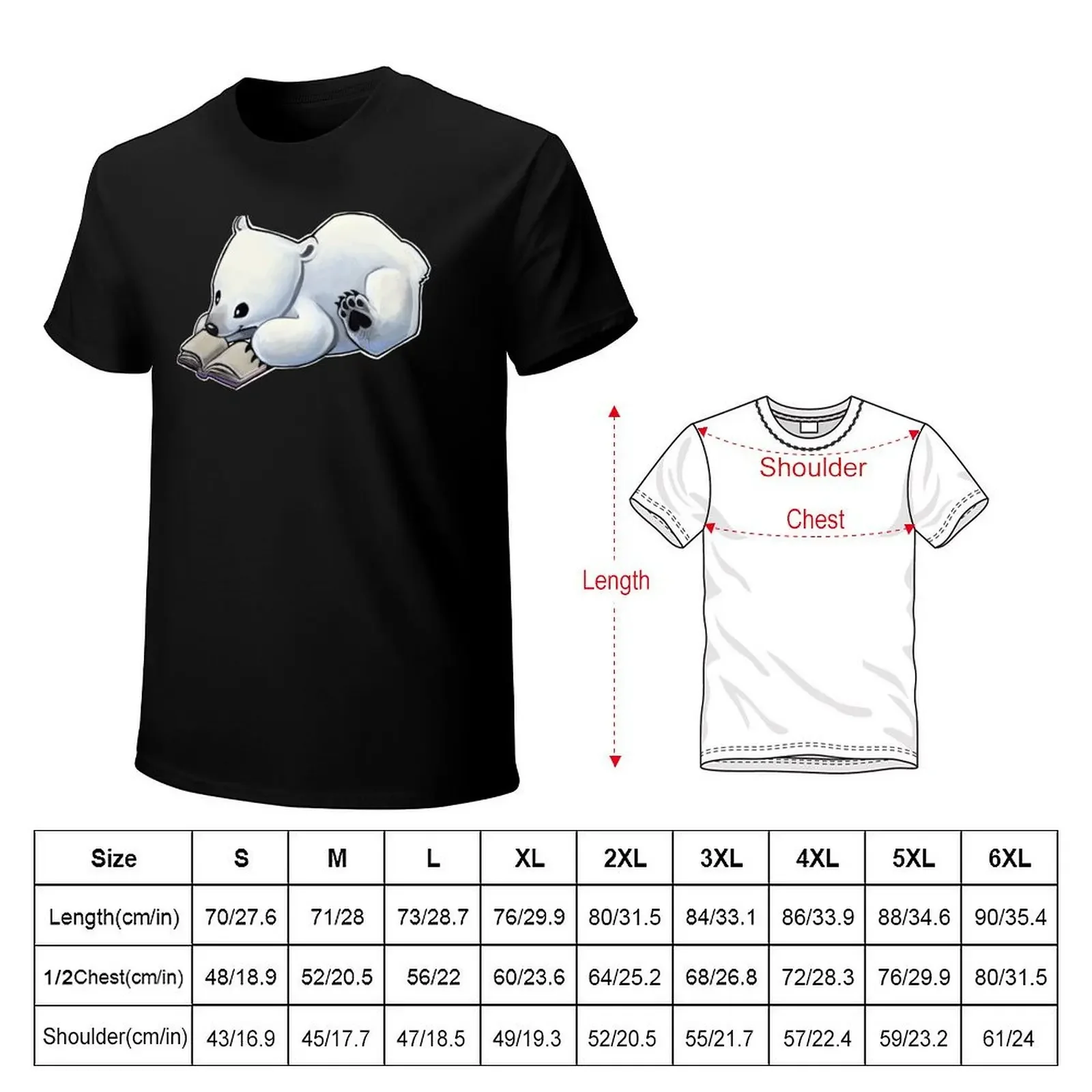 Reading polar bear T-Shirt anime tshirt graphic t shirts graphic tee shirt Men's t-shirt