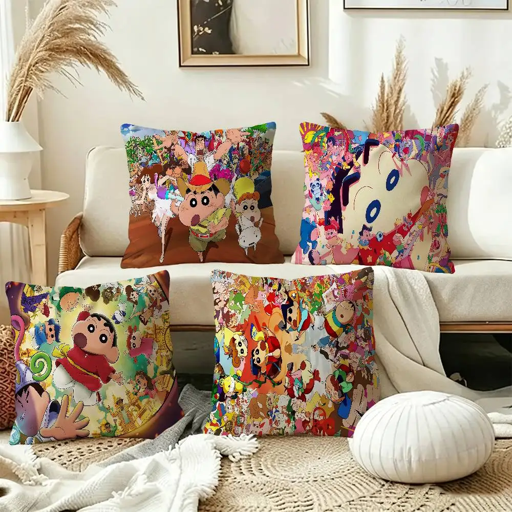 Cartoon S-Shin-chans C-Crayon Cushion Cover Car Throw Pillow Case For Sofa Car Christmas Gift 40x40cm 45x45cm