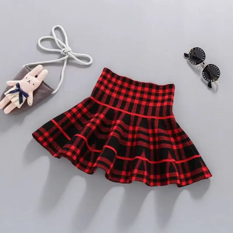 

2026 Spring And Autumn New Popular Girls' Hundred Fold Striped Knitted Fashion Half length Skirt