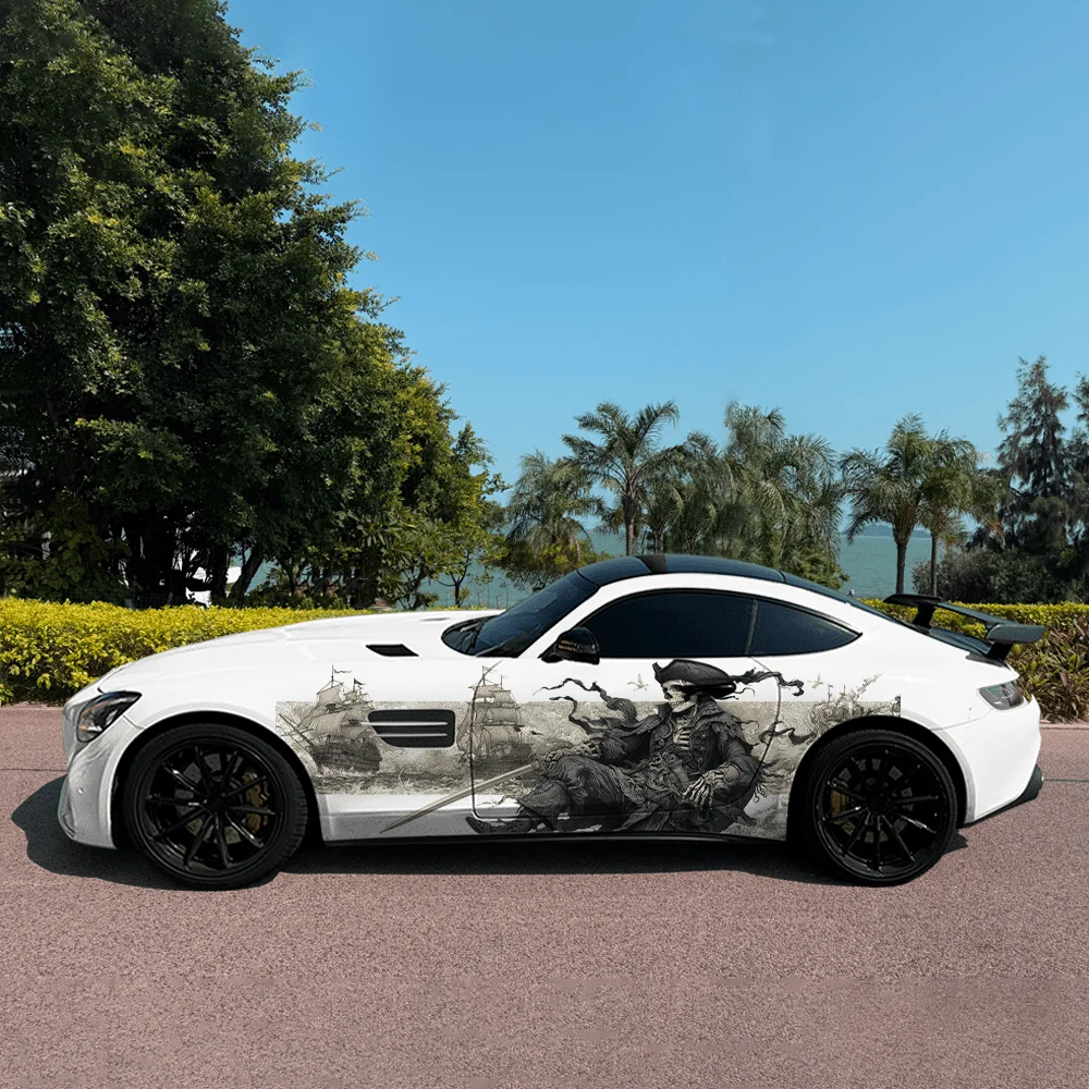 Skeleton Pirate Creative Pattern Stickers Car Body Door Side Fashion Stickers Two pieces of decoration suitable for all cars car