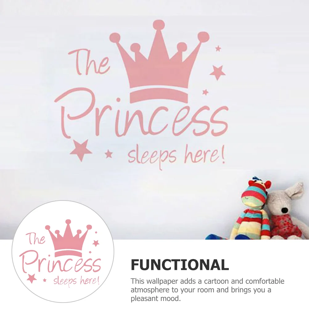 Removable Princess Crown Girl Bedroom DIY Decoration Wall Sticker Pink Indoor Stickers Decals For Nail Home Wallpaper Pvc