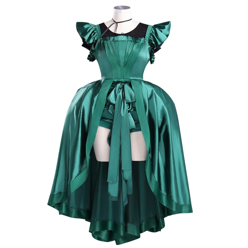 imperial green dress Princess Satin Velvet Tiara Disney Princess And The Frog Tiana Costume Set Sexy Womens Halloween Costume- Green Green / 1X main image 0