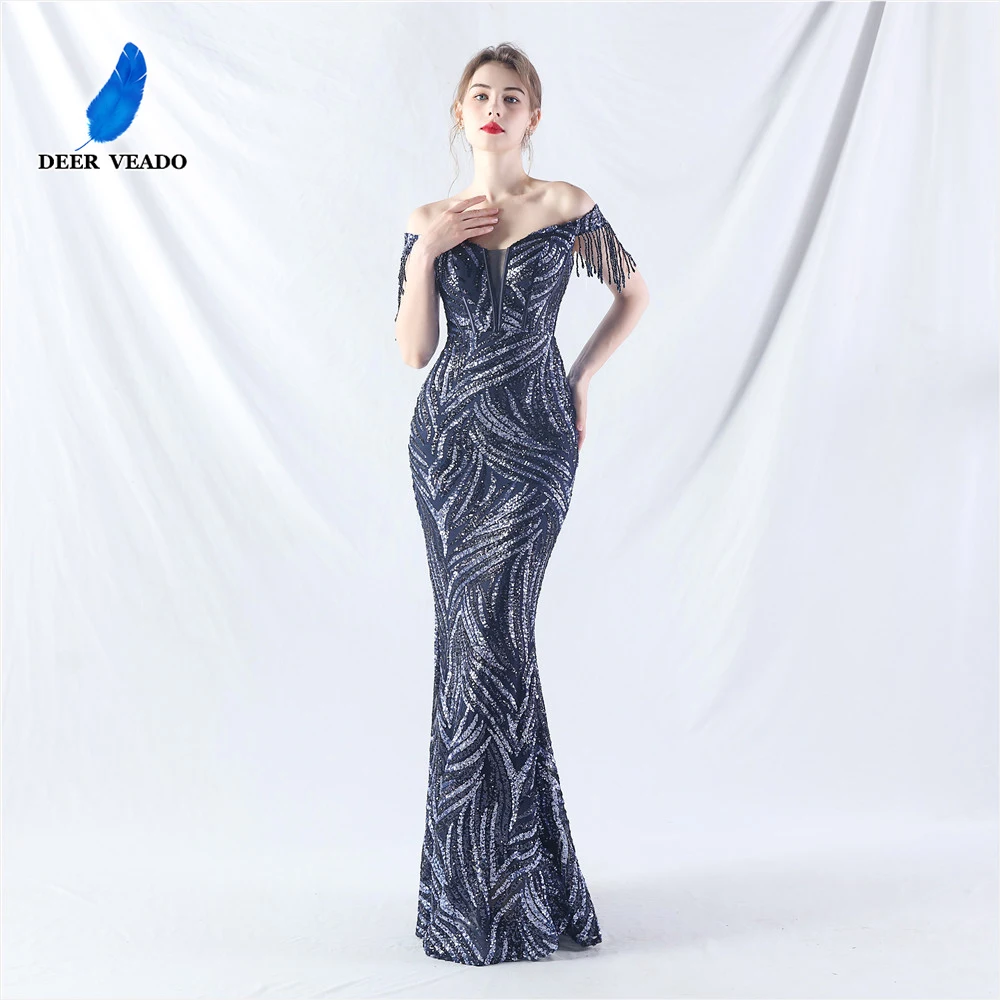 DEERVEADO Luxury Beading Evening Dress for Woman Elegant Off Shoulder Mermaid Formal Occasion Dress Chic Prom Party Dresses Long