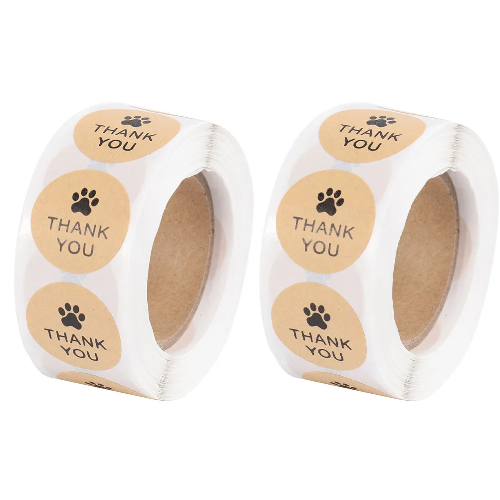 

2 Rolls Kraft Paper Thank You Letter Stickers Self-Adhesive Decorations for Bakery Candy Bags Party Favors Graduation Wedding