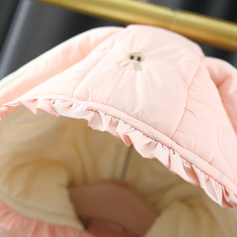 Winter New Cartoon Rabbit Long Sleeved Baby Girl Coat, Pink Thick Warm Children\'S Clothing (9 Months -3 Years Old)