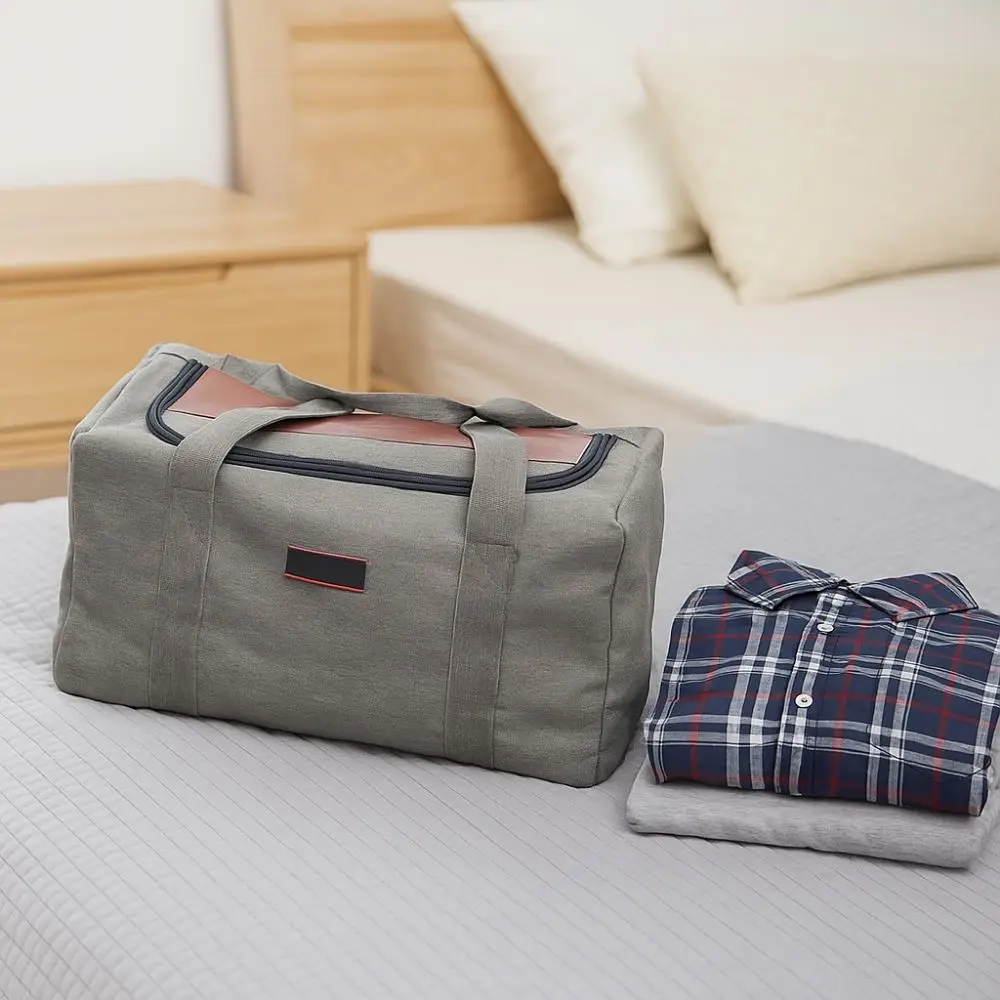 Multifunctional Canvas Travel Bag Large Capacity Wear-resistant Tote Bag Foldable Luggage Moving Bag Women